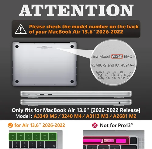 Miniatura 2 de SEYMAC stock Funda para MacBook Air de 13.6 pulgadas, protección contra golpes con soporte plegable y alfombrilla para mouse para MacBook Air