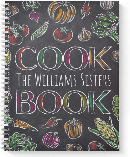Cuaderno de recetas personalizado de 8.5 x 11 pulgadas, tapa blanda laminada brillante duradera, 120 páginas de recetas (verduras de pizarra)