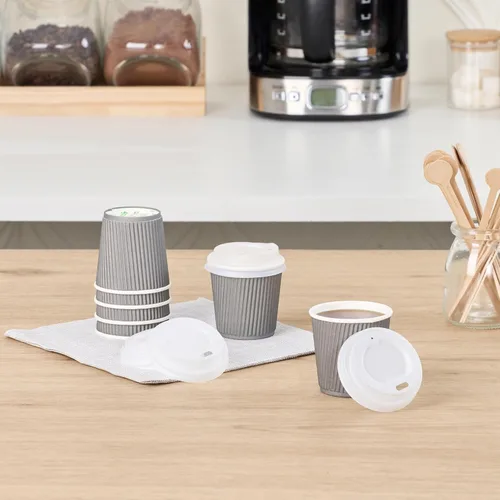 Miniatura 4 de Solo tapas: tapas de taza de café compostables Basic Nature, 500 tapas desechables para tazas de bebidas calientes. Las tazas se venden por