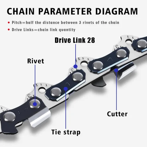 Miniatura 3 de Paquete de 5 cadenas de motosierra de 4 pulgadas, paso de 1/4" LP, calibre.043", 28 eslabones de transmisión, compatibles con STIHL GTA26, STIHL