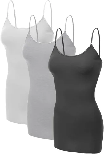 Miniatura 163 de Emmalise Camisola larga casual básica para mujer, con tirantes ajustables, top en capas
