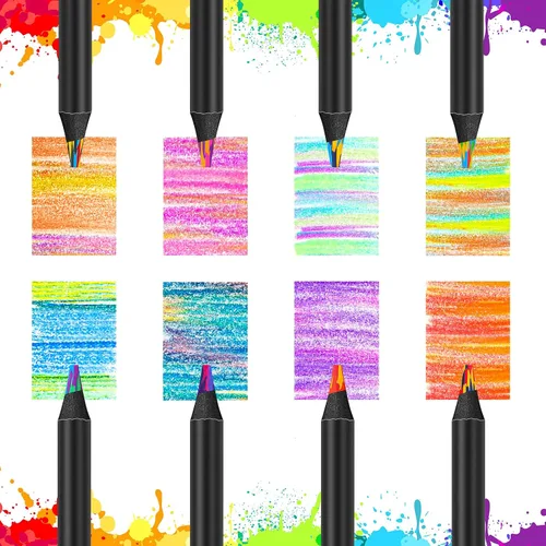 Hapikalor - 8 lápices de colores arcoíris para libros de colorear para adultos, lápices de dibujo estéticos, lápiz de color jumbo, suministros de