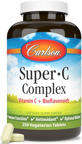 Miniatura 5 de Carlson - Complejo Super-C, Vitamina C + Bioflavonoides, Función Inmune y Bienestar Óptimo, Antioxidante, 250 Tabletas Vegetarianas
