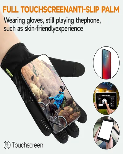 Miniatura 5 de Guantes de invierno para hombre, impermeables y resistentes al viento, guantes de ciclismo de 10 F para mujer, guantes cálidos para pantalla táctil
