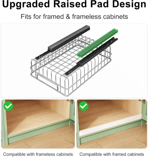 Miniatura 8 de Organizador de gabinete extraíble, acero inoxidable, paquete de 1 (9.8 pulgadas de ancho x 16.5 pulgadas de profundidad) cajón deslizante