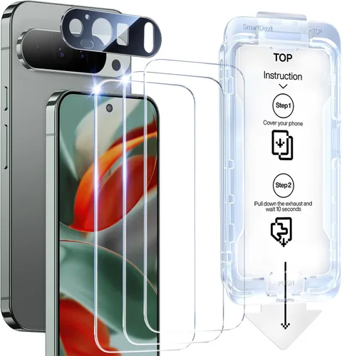 Miniatura 15 de SMARTDEVIL [Paquete de 3+3] Protector de pantalla para Google Pixel 7A con protector de lente de cámara, compatible con lector de huellas