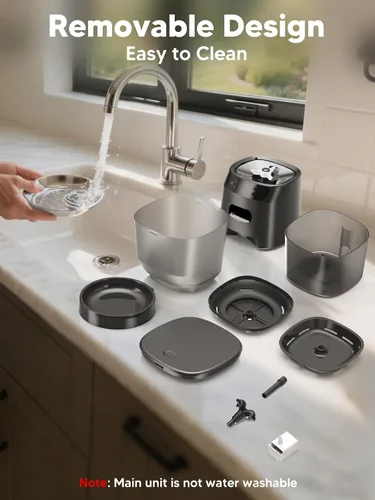 Miniatura 8 de Alimentador automático para gatos y fuente de agua, dispensador de alimentos secos para gatos con temporizador de 4 litros/16 tazas, llamada