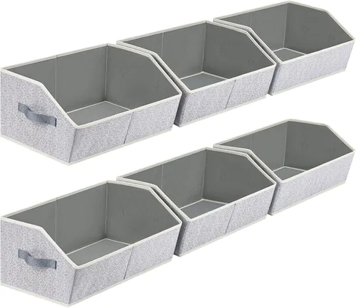Miniatura 16 de Homsorout Organizador trapezoidal para armario, cestas grandes para organizar, caja de almacenamiento de tela para estantes, cubos de almacenamiento