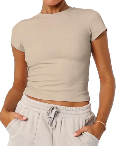Miniatura 14 de Camisetas básicas de manga corta con cuello redondo para mujer de verano Y2K, lindas para salir, camisetas estilo bebé