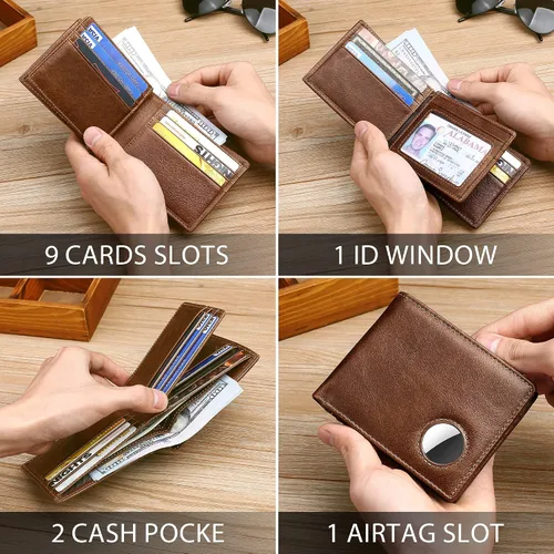 Miniatura 4 de Airtag mens Wallet Brown-171 Cartera de cuero para hombre
