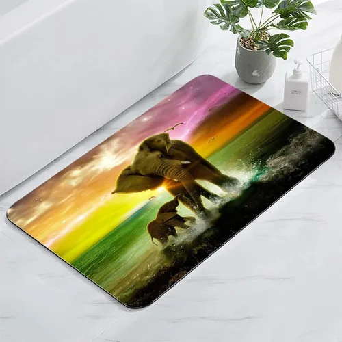 Miniatura 6 de Alfombra de baño de elefante africano naranja, antideslizante, lavable, para ducha, bañera, 17 x 24 pulgadas