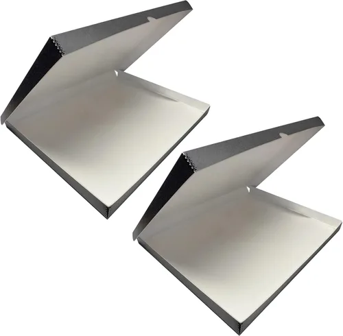 Lineco Caja de almacenamiento de folio, diseño de concha con borde de metal. 11.5 x 14.5 x 1.75 pulgadas, cartón archival, conserva fotos, tarjetas,