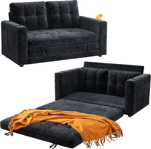 Miniatura 9 de WorthFurni Sofá Cama Convertible, Sofá Cama Plegable 2 en 1, Loveseat Sofá Cama Extraíble, Sofá Cama de Piso para Espacios Pequeños, Sofá Cama Gris