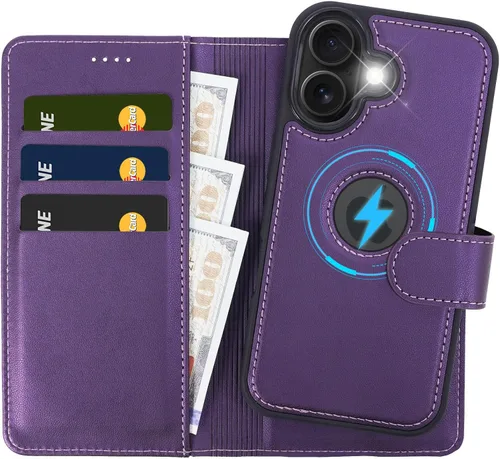 Miniatura 25 de Funda de piel sintética 2 en 1 para iPhone 13 PRO MAX, funda de piel sintética desmontable con soporte para tarjetas, funda extraíble con bloqueo