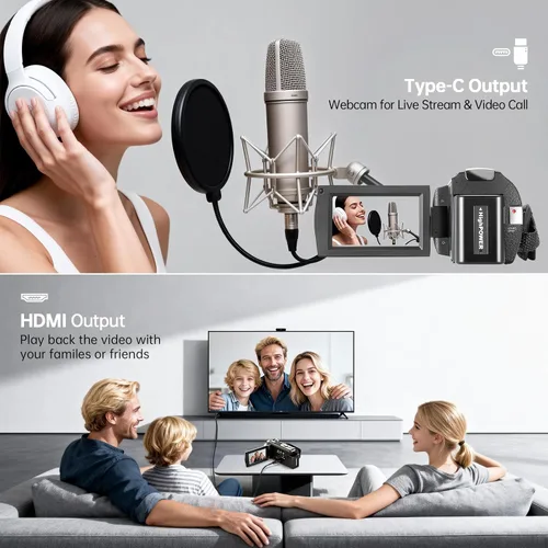 Miniatura 6 de Videocámara Full HD 1080P 30FPS 36MP IR visión nocturna Cámara para grabar videos para YouTube, LCD de 3.0 Pulgadas con rotación de 270 Grados Zoom