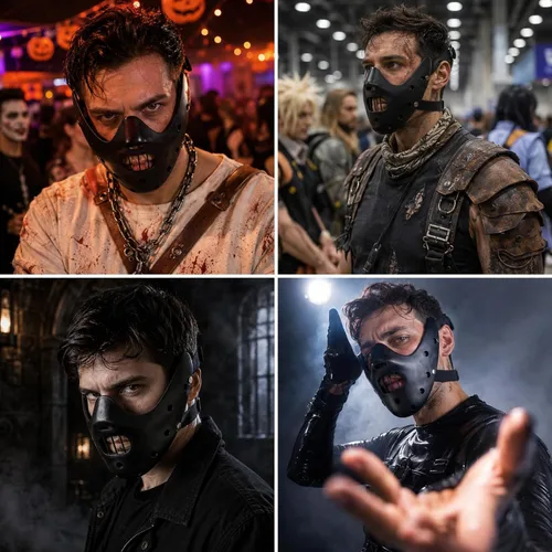 Miniatura 8 de nezababy Hannibal Lecter Máscara Cosplay El Silencio de los Corderos Media Cara Asesino de Resina