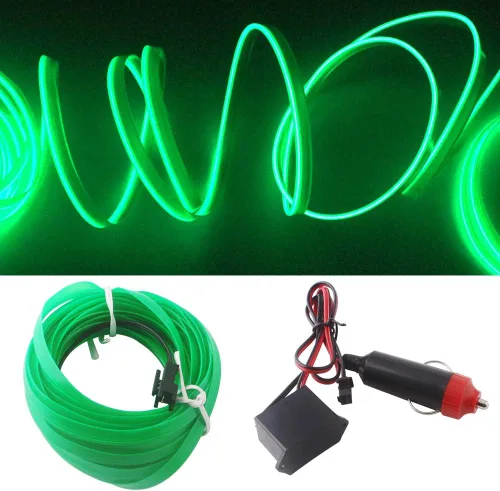 Miniatura 17 de Cable electroluminiscente de luz de neón de 16 pies y 12 V con protección de fusible para decoración interior de automóvil con borde de costura