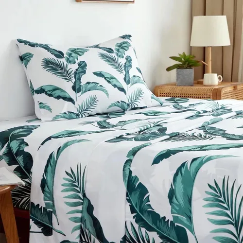 Miniatura 34 de KACEMOO Juego de sábanas California King de 4 piezas, sábanas con estampado floral, diseño bohemio, sábanas refrescantes de microfibra cepillada