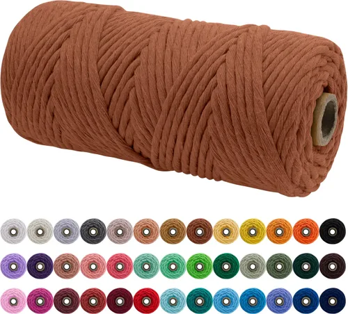 Miniatura 85 de JeogYong Cordón de macramé de un solo hilo 2mm x 164 yardas (492 pies) Cuerda de algodón suave, hilo de macramé 2 mm, suministros de macramé