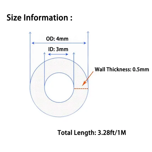 Miniatura 2 de Hooshing Tubo de silicona de 3 mm ID x 4 mm OD 1 m de grado alimenticio Manguera de silicona flexible de goma pura para tubería de agua, elaboración