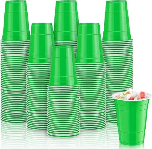 Miniatura 11 de Lounsweer 100 vasos desechables de graduación de 16 onzas para fiesta, vasos de plástico resistentes para agua potable, para cumpleaños, baby Rosa