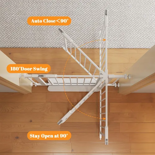 Miniatura 5 de Puerta de bebé extra ancha con puerta 53.4-62 pulgadas montada a presión, puerta de seguridad para niños y bebés con cierre automático para puertas