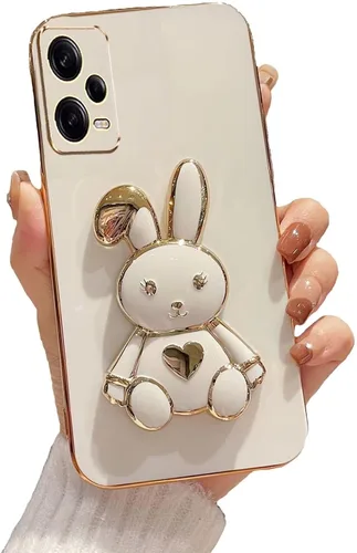 Miniatura 51 de Estuche con soporte de conejo de corazón para Xiaomi Redmi Note 10S, galvanizado suave TPU protector delgado a prueba de golpes con lindo conejito