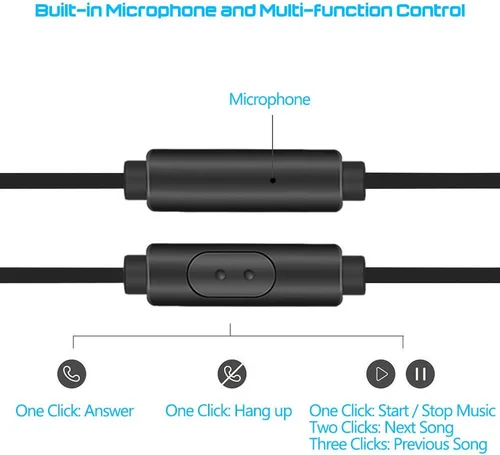 Miniatura 3 de SourceTon Paquete de 3 auriculares con cable con micrófono y control remoto, auriculares intrauditivos estéreo con aislamiento de ruido sin enredos