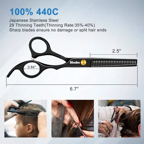 Miniatura 3 de Sirabe Juego de 10 tijeras de corte de cabello, kit profesional de tijeras de corte de pelo con tijeras de corte, tijeras de adelgazamiento, peine