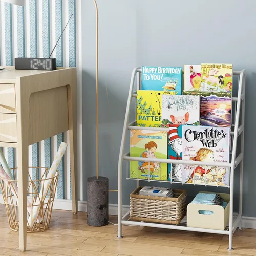Miniatura 2 de aboxoo Estantería infantil independiente para habitación de niños pequeños de 18 pulgadas, organizador de juguetes, estantería blanca estable