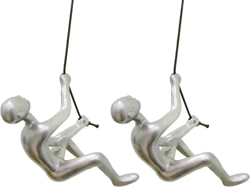 Miniatura 9 de Climbing Man Wall Art Para decoración del hogar con cuerda de cuero de 30 pulgadas Estatuas y esculturas de poliresina con accesorios para colgar