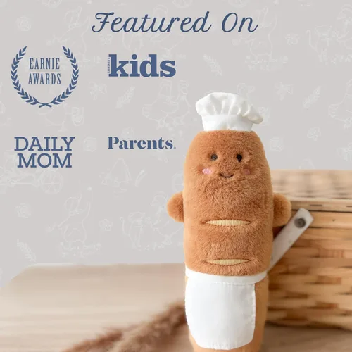 Miniatura 5 de MON AMI Baguette The Chef Juguete de Peluche Muñeco de Pan Suave Relleno de 9 Pulgadas con Sombrero y Delantal Adorable Juguete de Peluche