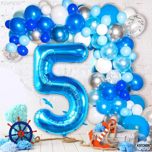 Miniatura 1002 de KatchOn, Globo grande azul número 2 de 40 pulgadas Decoraciones de cumpleaños de Baby Shark para niño de 2 años Globo azul número 2 Globo