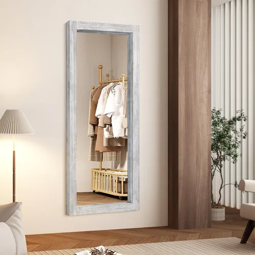 Miniatura 6 de AAZZKANG Espejo de pared de longitud completa con marco de madera rústica, 58 x 24 pulgadas, rectangular, grande, cuerpo completo para dormitorio