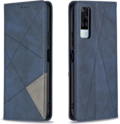Miniatura 20 de Funda con tapa para Vivo Y11, Y15, Y12 e Y17, diseño de rombos de piel sintética, con función atril, cierre magnético, para Vivo Y11/Y15/Y12/Y17