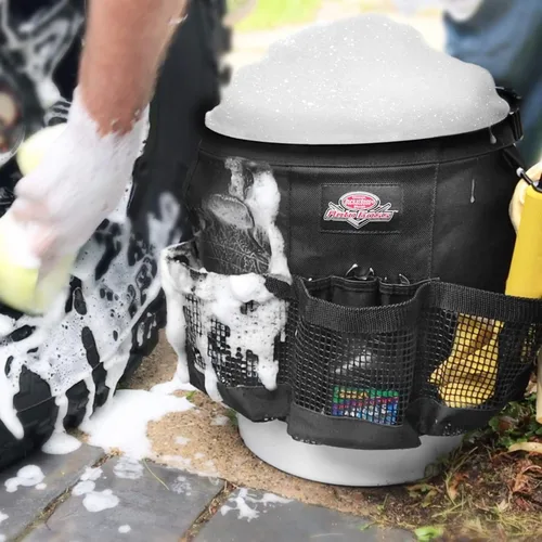 Miniatura 2 de Bucket Boss - Organizador para un cubo de 5 galones, con tela de secado rápido, bolsillos de malla exteriores para suministros de lavado de coche