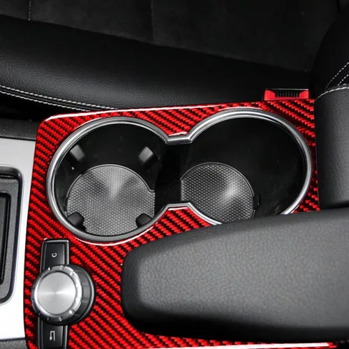 Miniatura 4 de Reposabrazos de consola central de fibra de carbono rojo para Mercedes-Benz Clase C W204 C180 C200 C250 Coupe Sport C300 C63 AMG 2007-2014