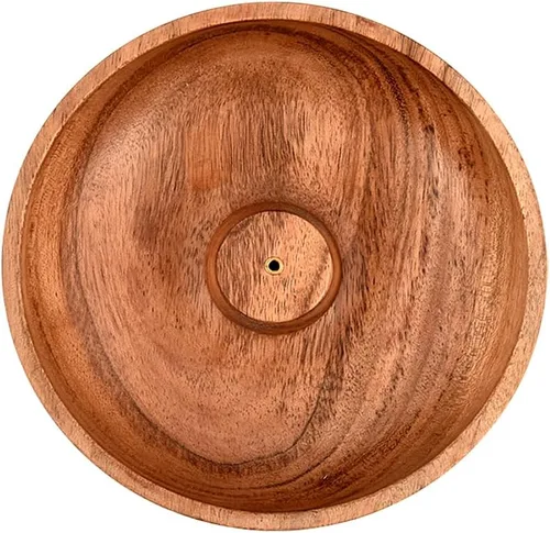 Miniatura 3 de Samhita Soporte redondo de madera de acacia, quemador de incienso, para cenizas y adorno de aromaterapia para decoración del hogar