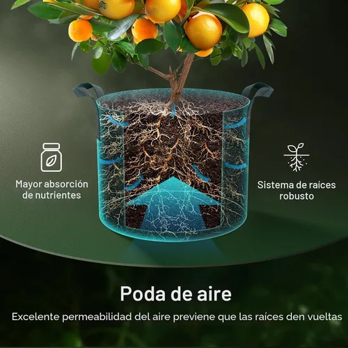 Miniatura 5 de VIVOSUN - Paquete de 5, 1 galón, bolsas para cultivar de tela no tejida gruesa resistente con asas Negro