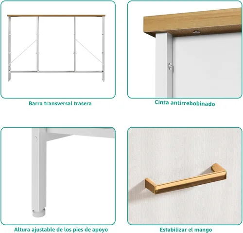 Miniatura 4 de VASICAR Soporte de TV ancho para consola de TV moderna, cómoda de 9 cajones para dormitorio, armario de almacenamiento de tela, cómoda para armario