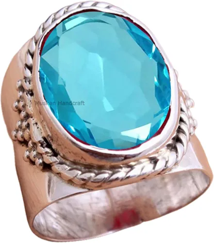 Miniatura 21 de Anillo de plata de ley 925 con piedras preciosas ovaladas auténticas, hecho a mano, hermoso regalo de Navidad para ella