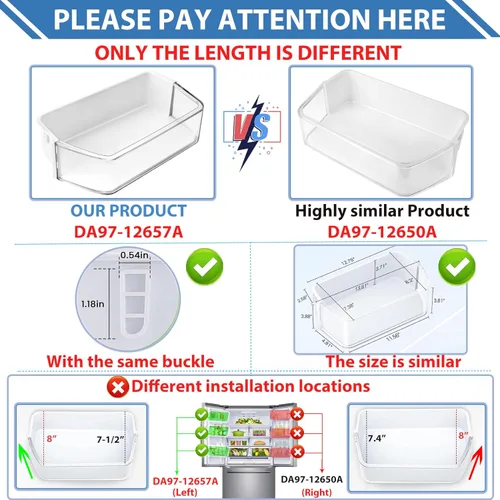 Miniatura 4 de DA97-12657A Refrigerador Puerta Izquierda Estante de Repuesto para Refrigerador Samsung Piezas RF260BEAESR RF261BEAESR RF261BEAESP Reemplazar