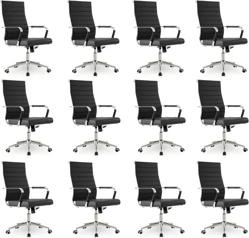 Miniatura 16 de Okeysen Office Desk Chair, Ergonomic Leather Modern Conference Room Chairs, Executive Ribbed Height Adjustable Swivel Rolling Chair for Home Office
