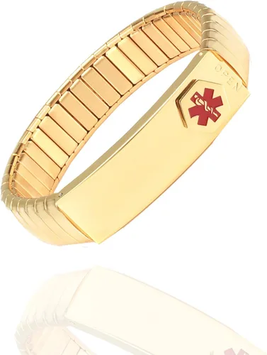 Pulsera de alerta médica para hombres y mujeres, pulsera de identificación médica ajustable ajustable de acero inoxidable para diabetes, alergias,