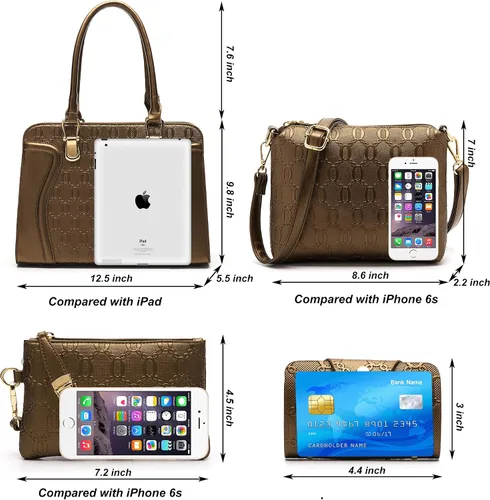 Miniatura 10 de Bolsos de mano de moda para mujer, bolsa de hombro, asa superior, bolsa de mano, juego de 4 piezas
