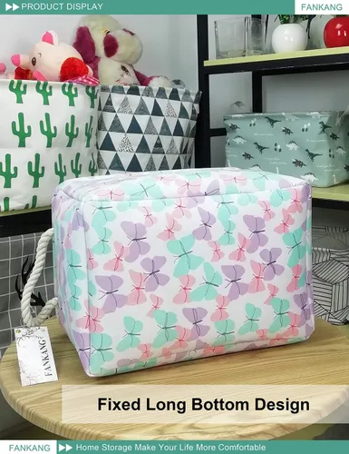 Miniatura 7 de Cesta rectangular de tela con estampado de dinosaurios para almacenamiento de guardería, cesta de almacenamiento, bolsa de libros, cestas de regalo
