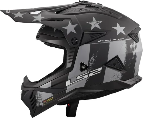 Miniatura 2 de LS2 Helmets Gate II - Casco integral para motocicleta MX Matte Battle Scar Tonal Gris/Negro