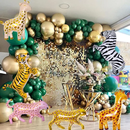Miniatura 7 de 6 Piezas de Globos Gigantes de Animales de Safari de la Selva, Grandes Globos de Cebra, Jirafa, Leopardo, Guepardo, Tigre de Aluminio para Fiesta 6