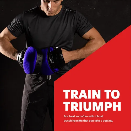 Miniatura 5 de Manoplas de golpeo para Kickboxing, Muay thai, artes marciales mixtas, boxeo, entrenamiento, enfoque, almohadillas de mano para niños, hombres y Azul