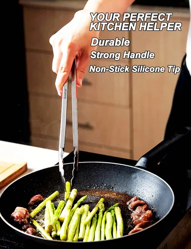 Miniatura 3 de Anaeat Pinzas de barbacoa resistentes de alta calidad para parrilla de cocina y barbacoa, pinzas de bloqueo de acero inoxidable antideslizantes de 3